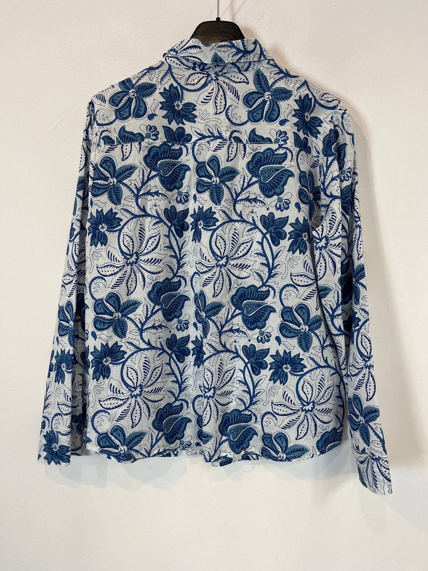 NATURA. Blue floral cotton blouse. TM