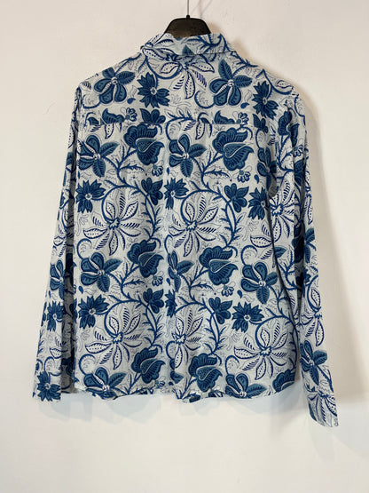 NATURA. Blue floral cotton blouse. TM