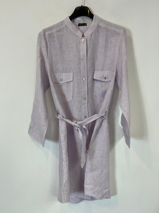 STUDIO B. Short striped linen shirt dress. TS