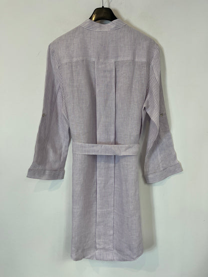 STUDIO B. Short striped linen shirt dress. TS