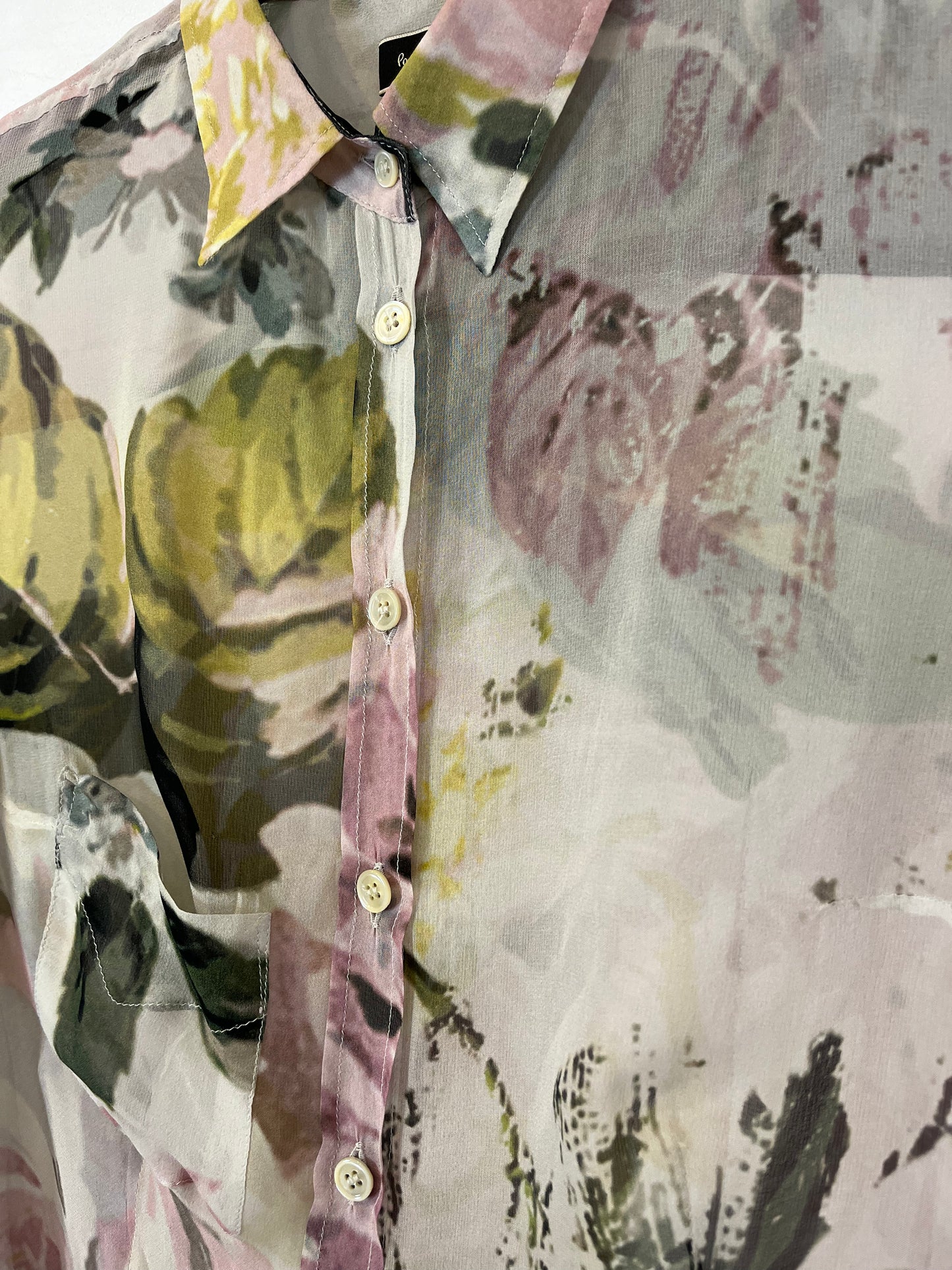 PAUL SMITH. Blusa semi transparente flores. T S