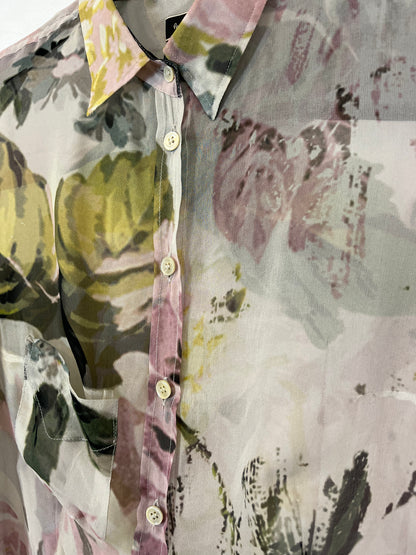 PAUL SMITH. Blusa semi transparente flores. T S