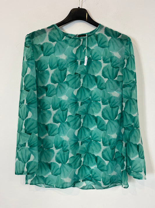 DUYOS. Flowy blouse with green print. TS