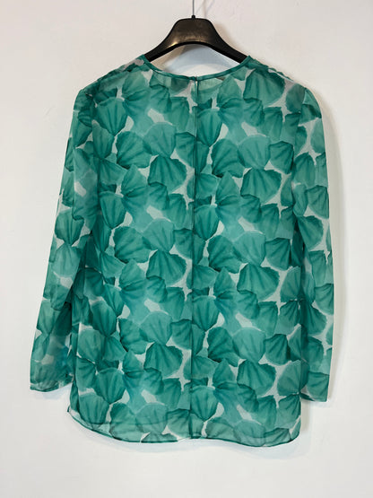 DUYOS. Blusa fluida estampado verdes. T S