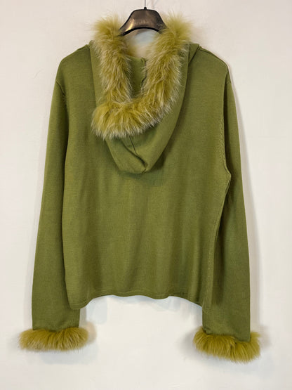 OTRAS. Chaqueta punto verde detalle pelo. T S