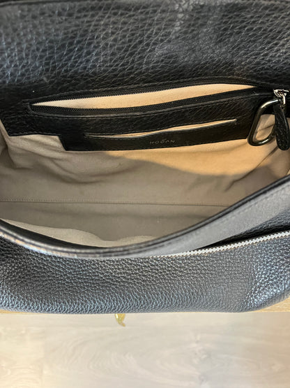 HOGAN. Black leather bag with zipper detail