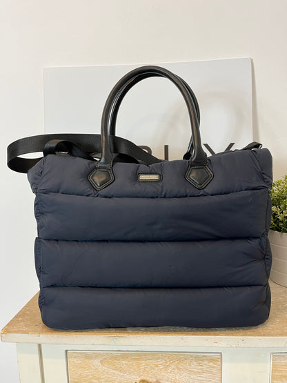 WOOLRICH. Bolso azul acolchado doble asa