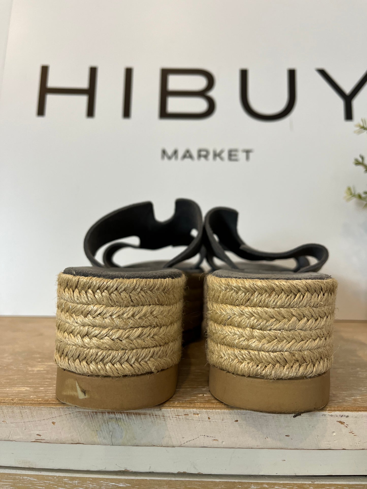 OTRAS. Sandalia esparto piel azul. T 37