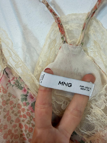 MANGO. Top lencero estampado