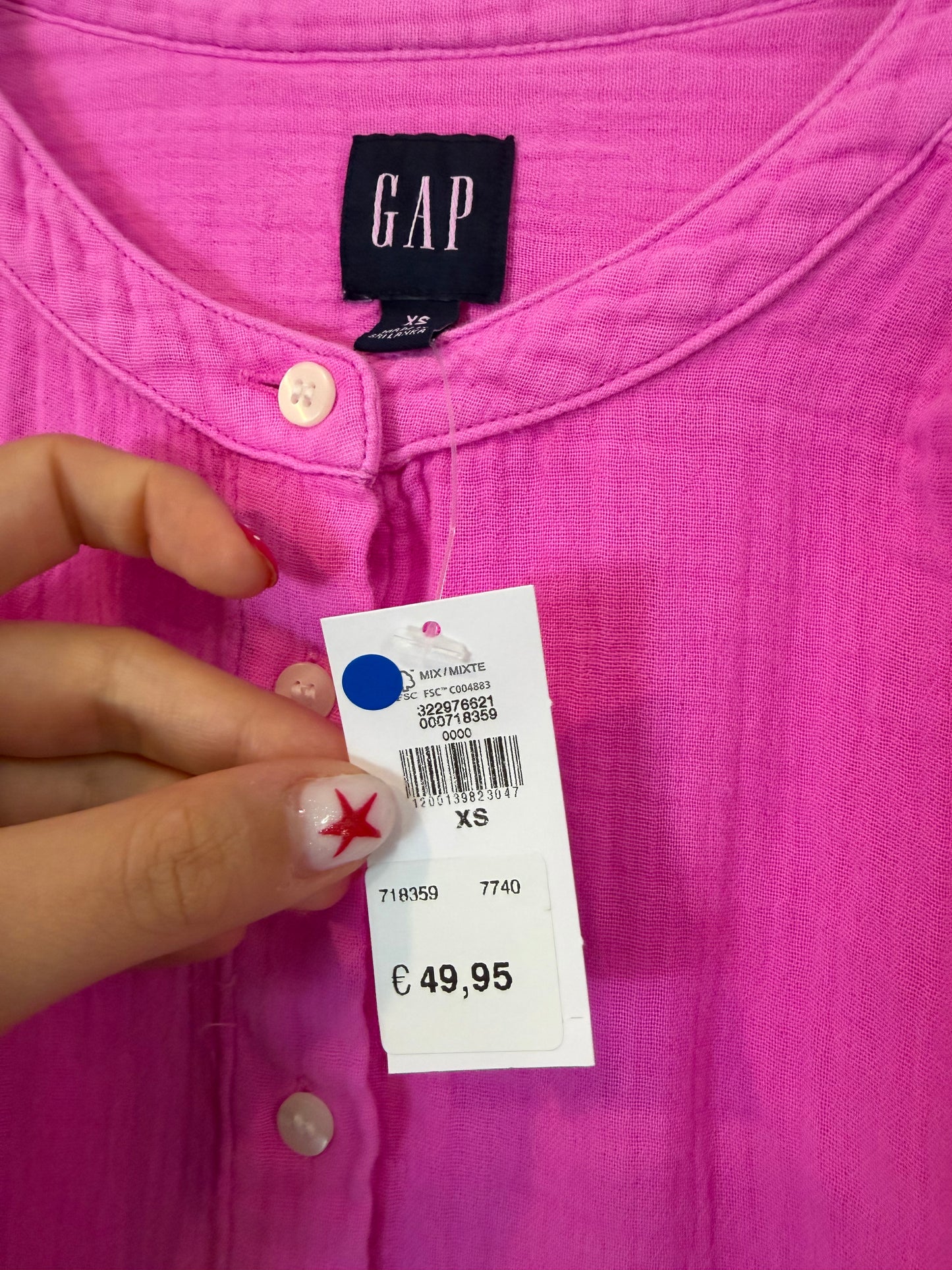 GAP. Blusa fucsia muselina