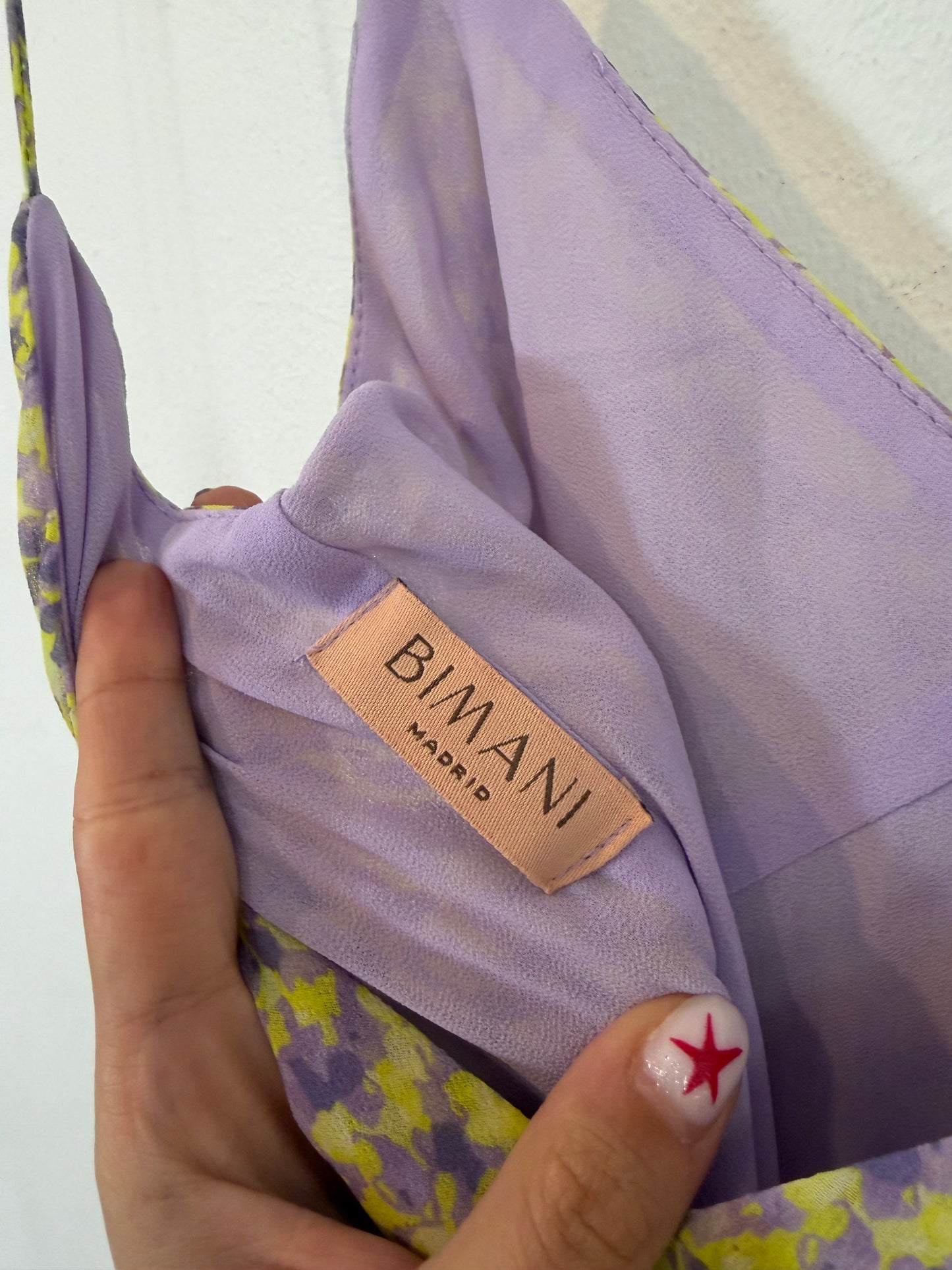BIMANI. Vestido midi estampado abertura
