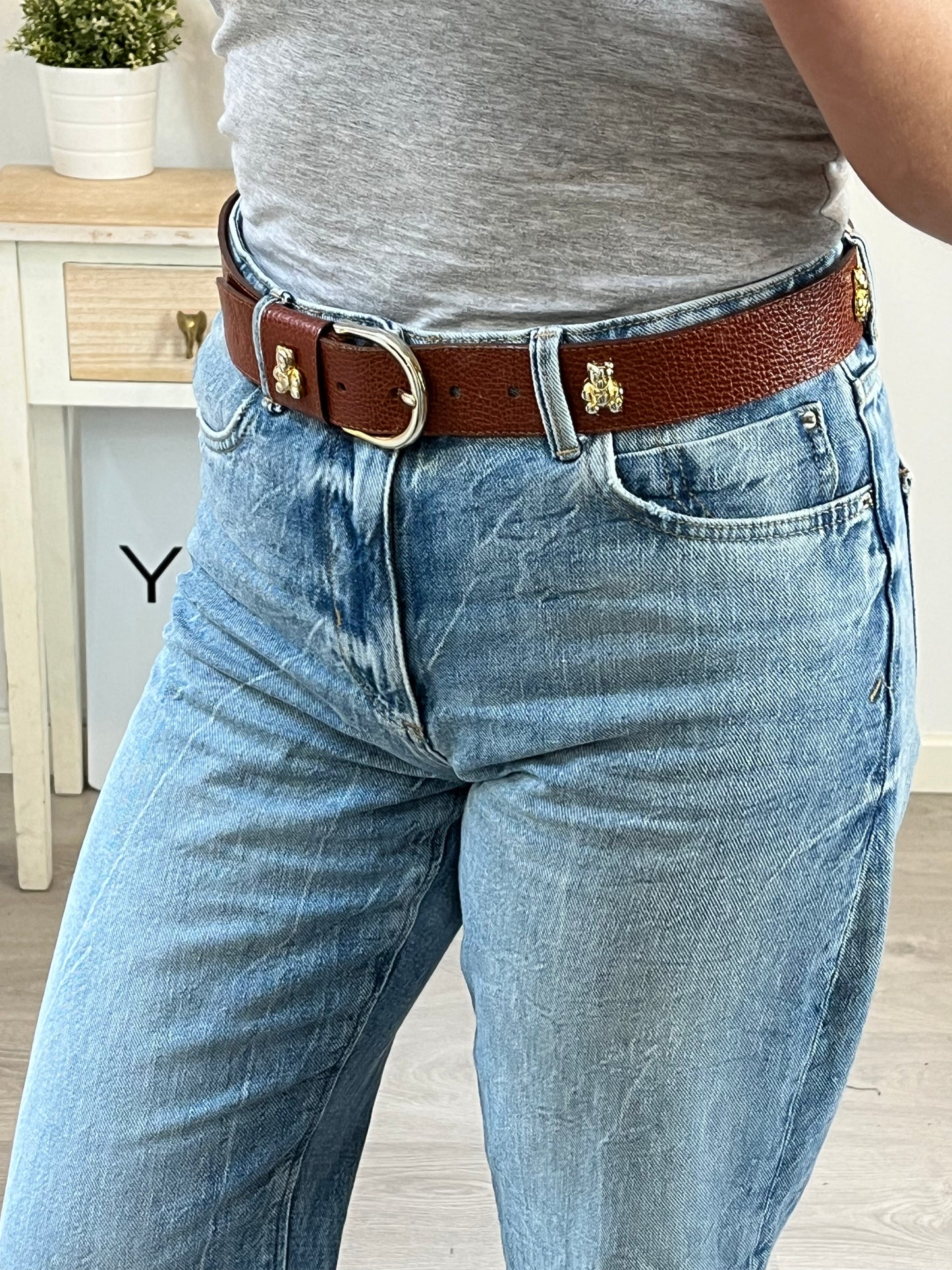 BALLOON. Cinturón piel osos. T 80