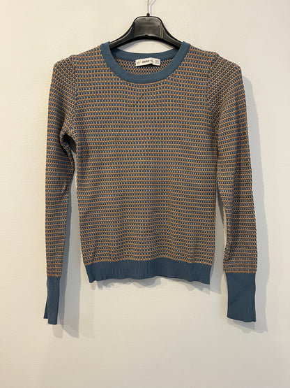 ZARA. Two-tone stretch knit top. TM