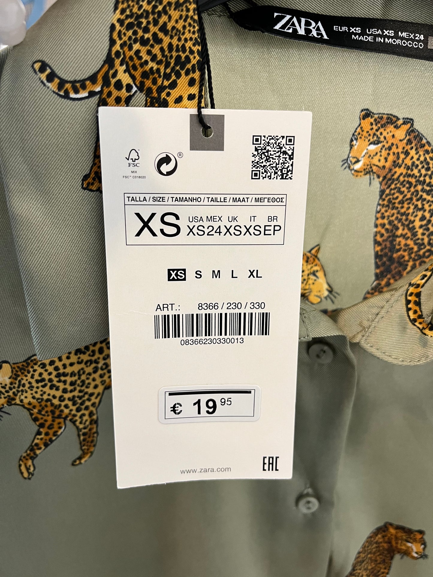 ZARA. Tiger green satin blouse. Size XS