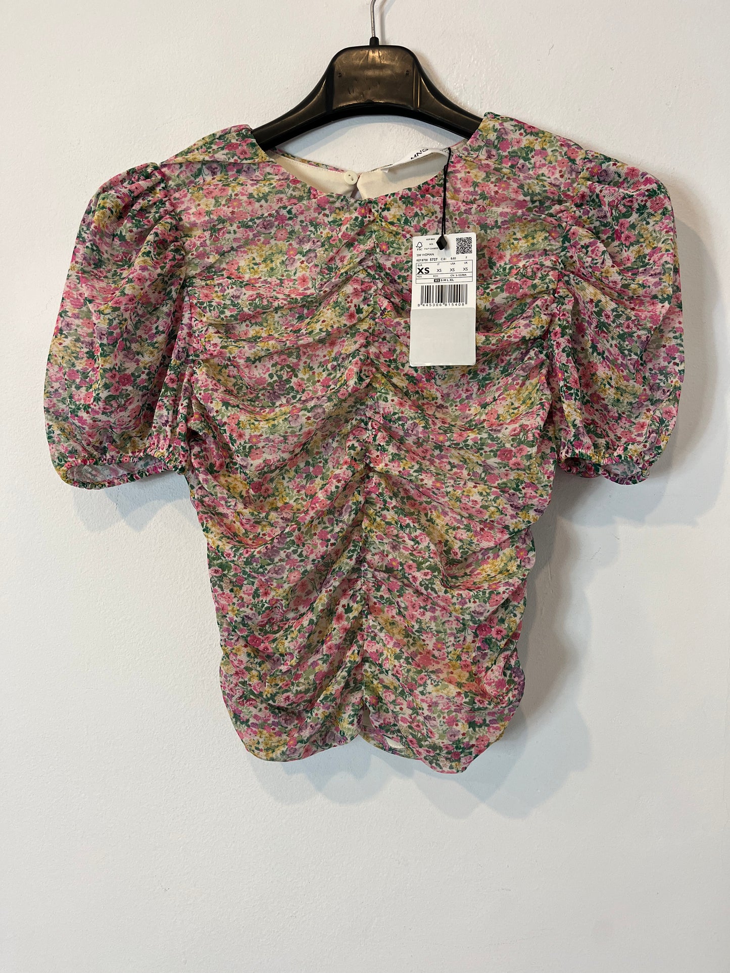 MANGO. Top fruncido flores. T XS