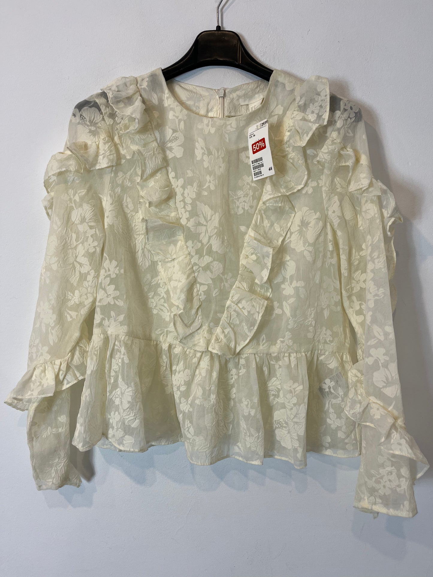 H&amp;M. Semi-sheer ecru blouse. Size 36