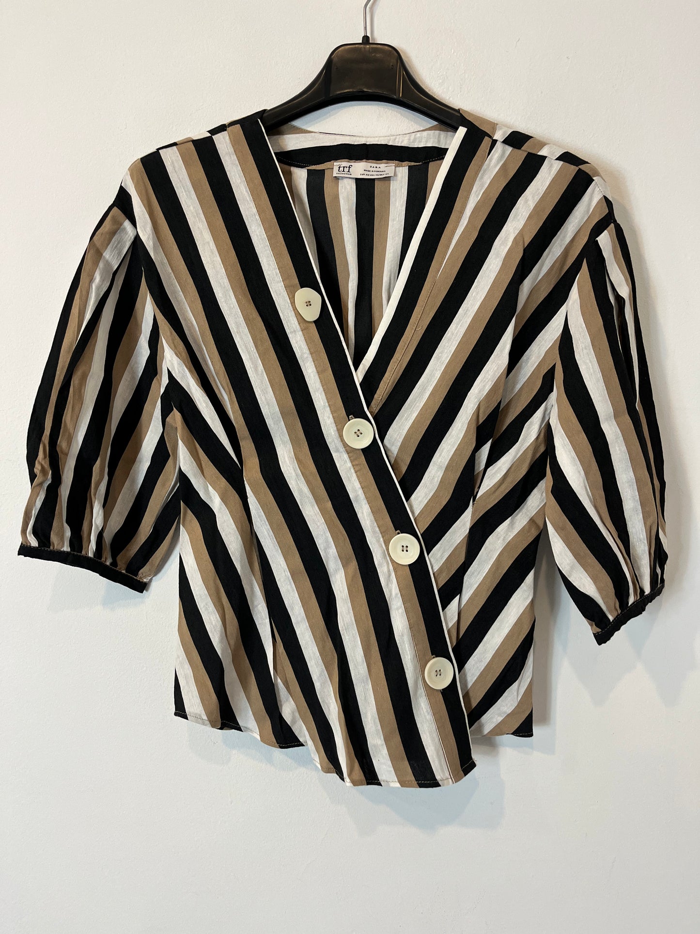 ZARA. Striped button-down blouse. XS