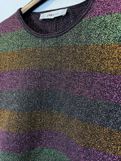 ZARA. Stretch top with metallic threads. TS