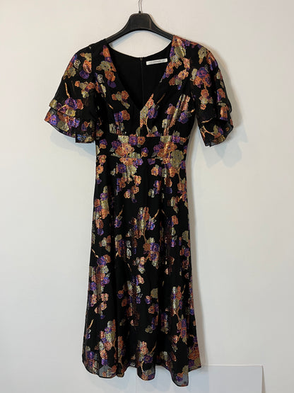UTERQÜE. Vestido seda hilos metalizados. T XS