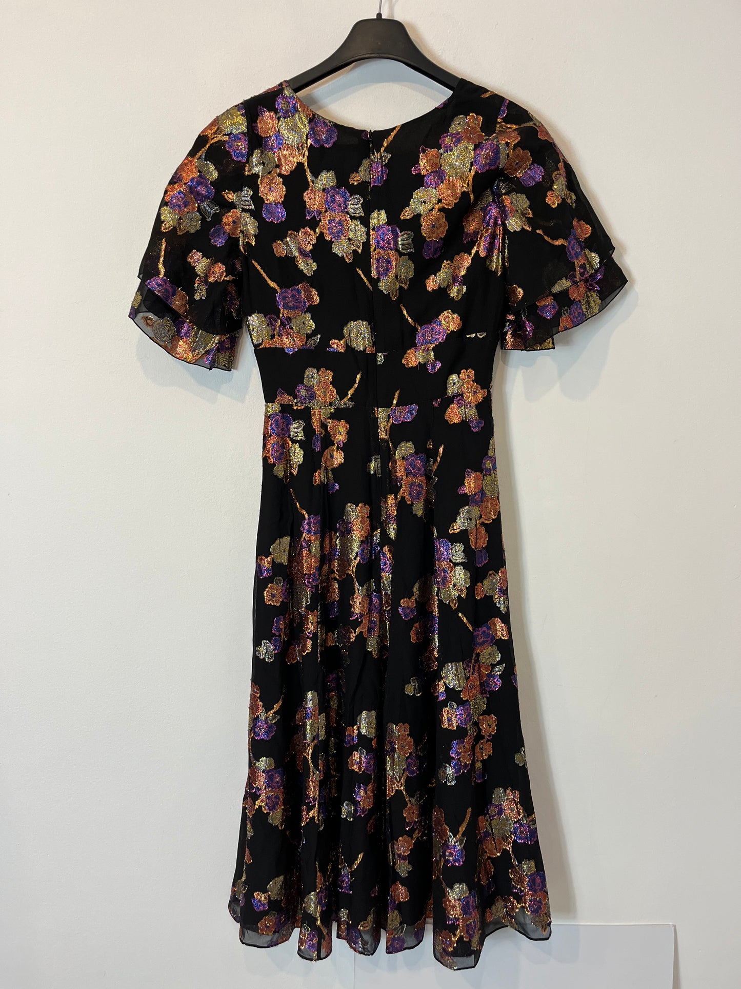 UTERQÜE. Vestido seda hilos metalizados. T XS