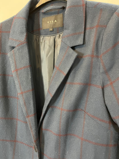 VILA. Long blue and burgundy jacket. TM