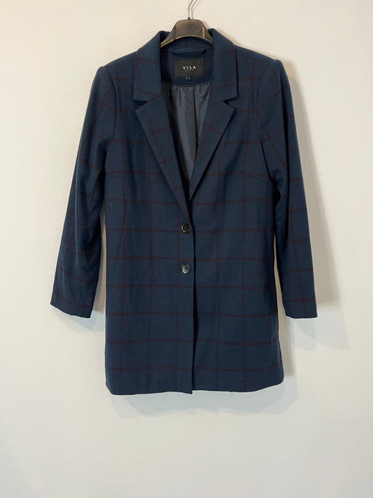 VILA. Long blue and burgundy jacket. TM