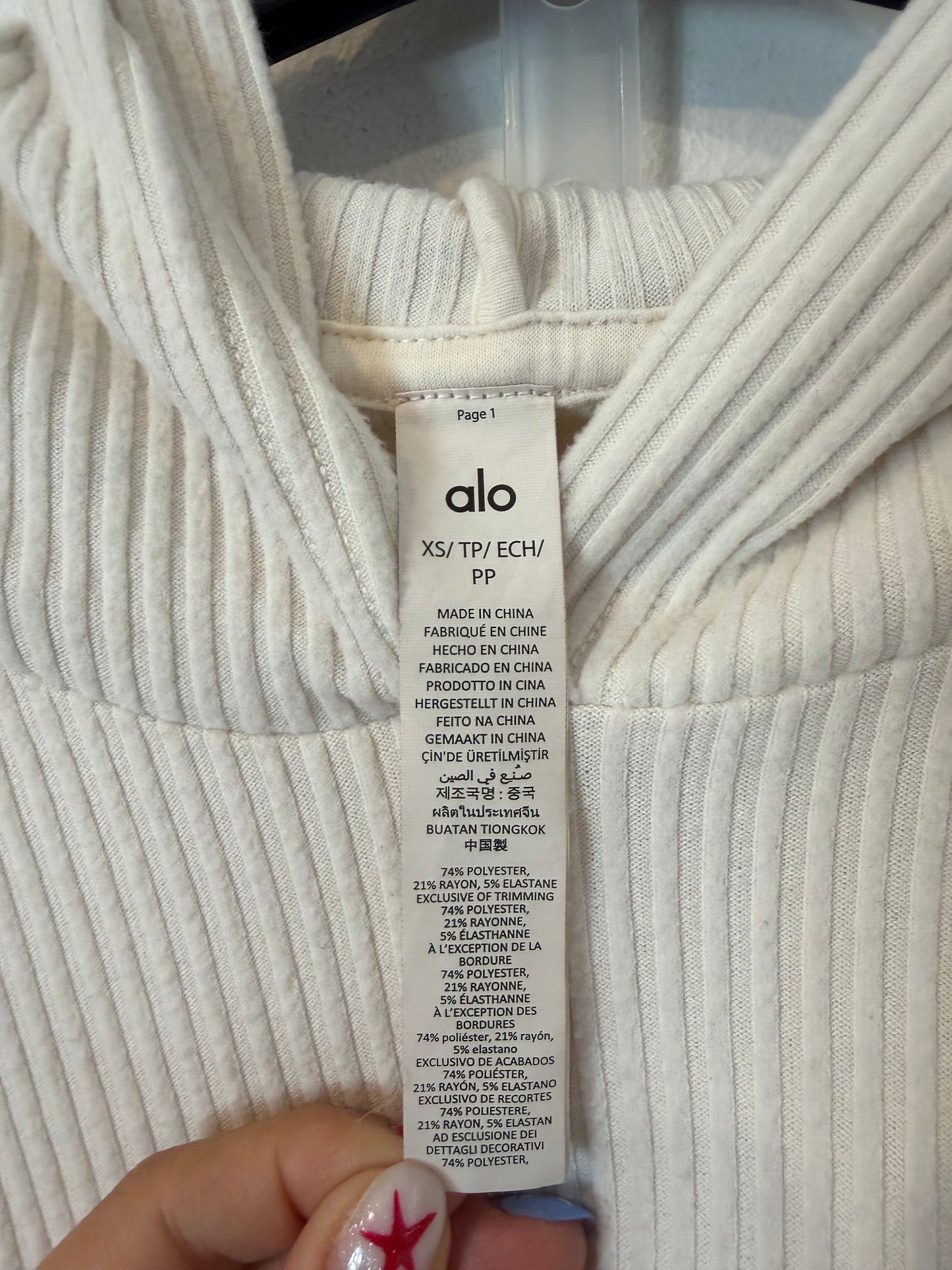 ALO. Conjunto blanco roto jersey y pantalón largo. T XXS y XS