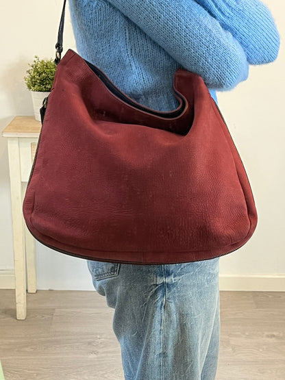 HOGAN. Burgundy leather double-handle bag