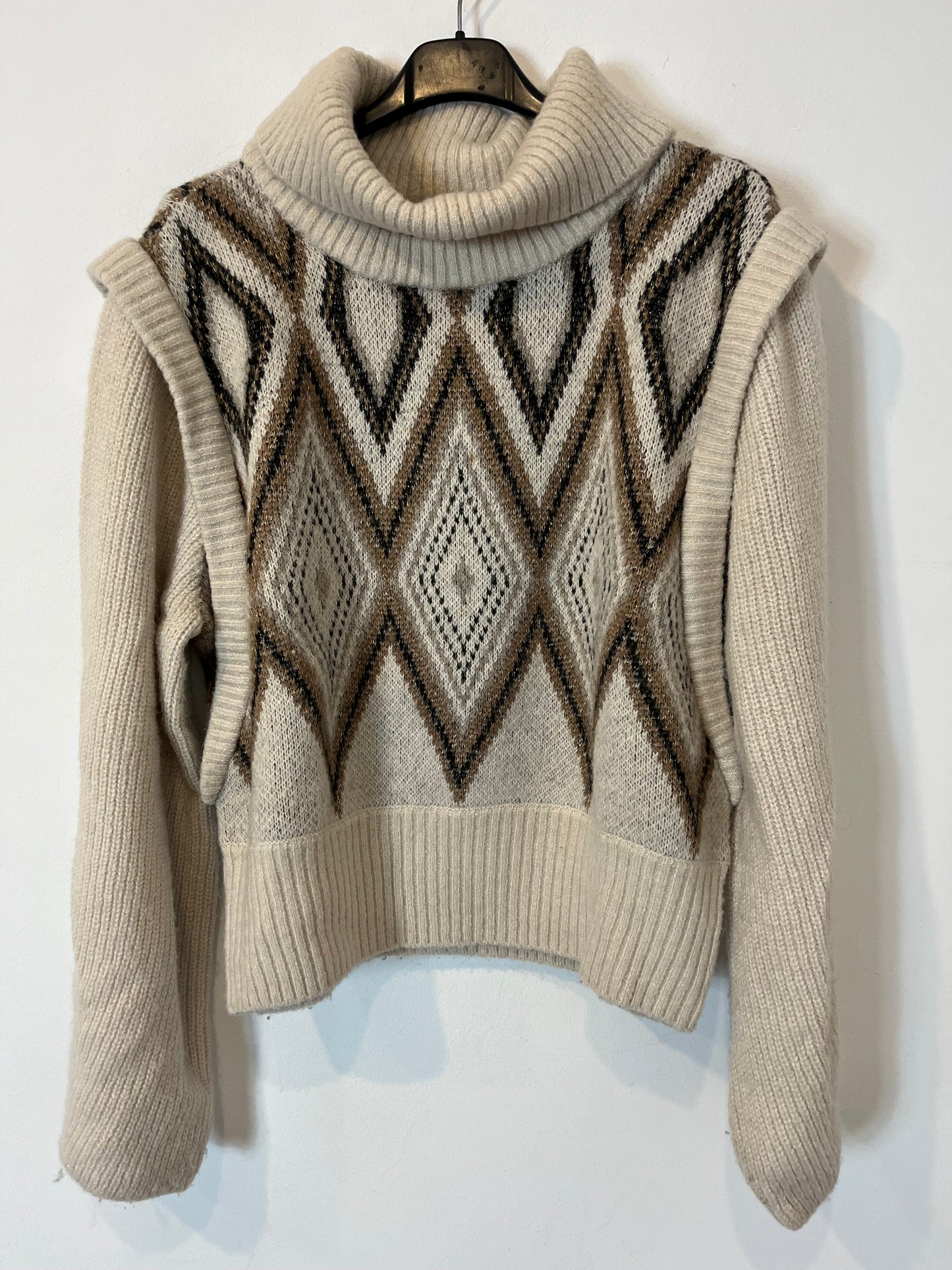 HOUSE OF HARLOW 1960. Jersey beige rombos T. M