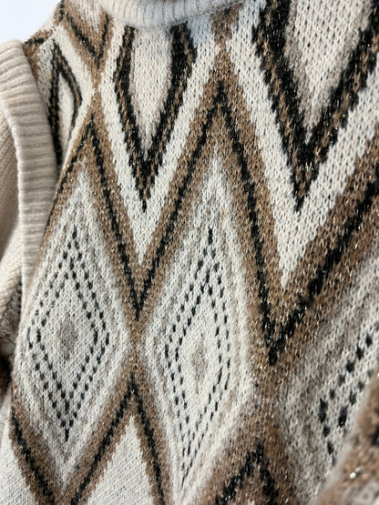 HOUSE OF HARLOW 1960. Jersey beige rombos T. M