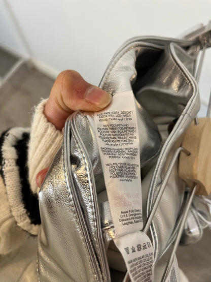 NEVER FULLY DRESSED. Falda midi plateada T.36