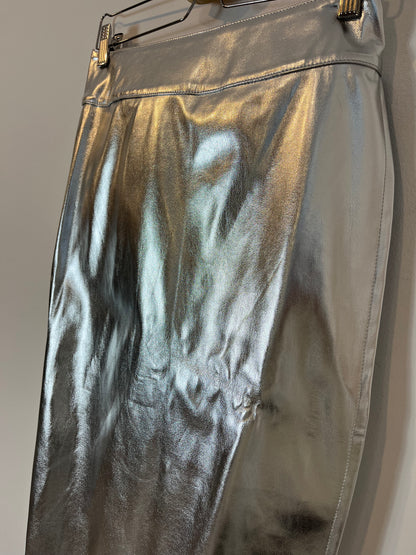 NEVER FULLY DRESSED. Falda midi plateada T.36