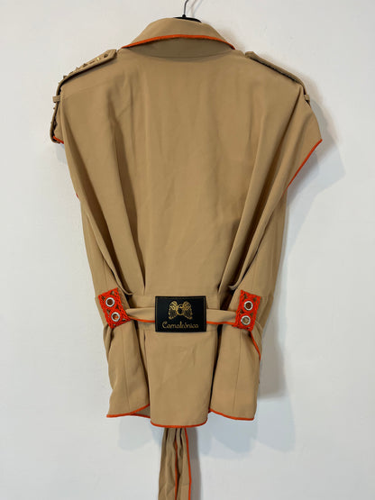 CAMALEONICA. Beige vest with S.xs details