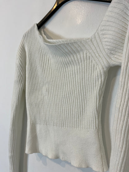 OTRAS. Top blanco canalé TU(s)