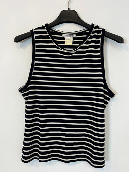 GEORGES RECH. Blue striped sleeveless top. TM