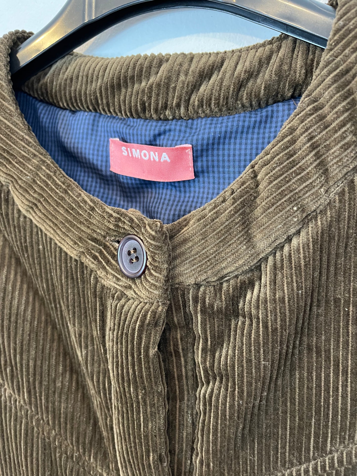 SIMONA. Chaleco pana marrón T.38