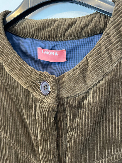 SIMONA. Chaleco pana marrón T.38