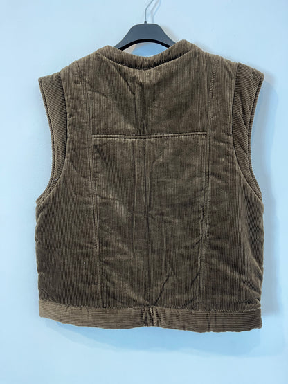 SIMONA. Chaleco pana marrón T.38