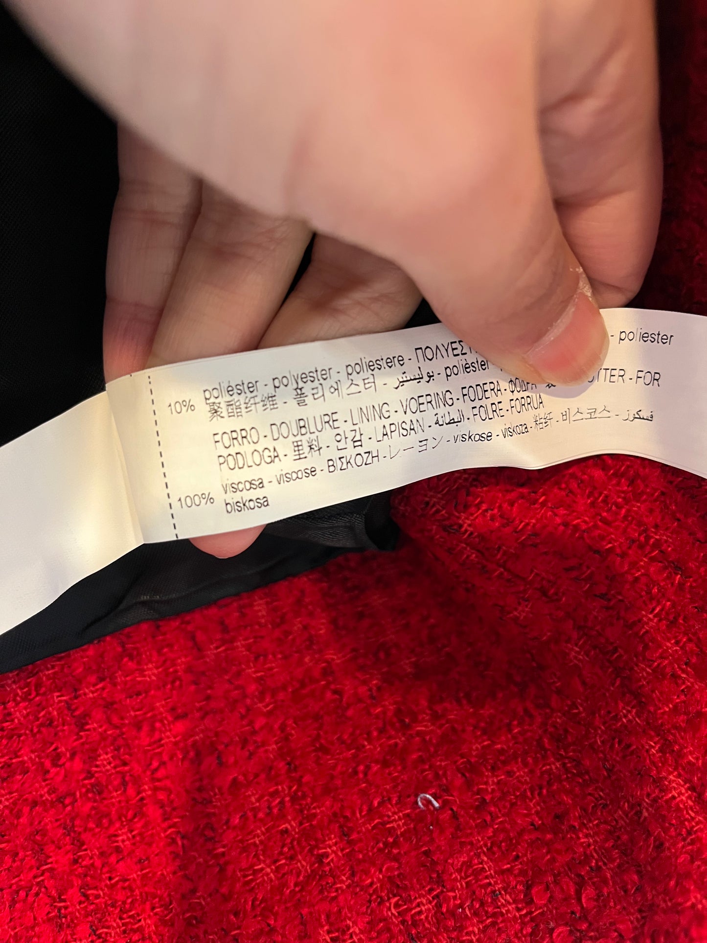 ZARA. Falda tweed color rojo. T M