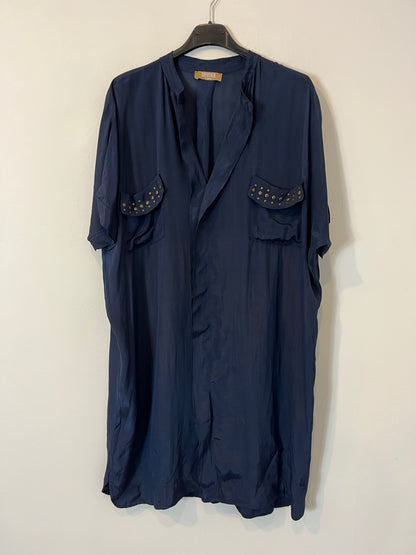 SOUVENIR. Vestido azul marino con seda. T S (M)