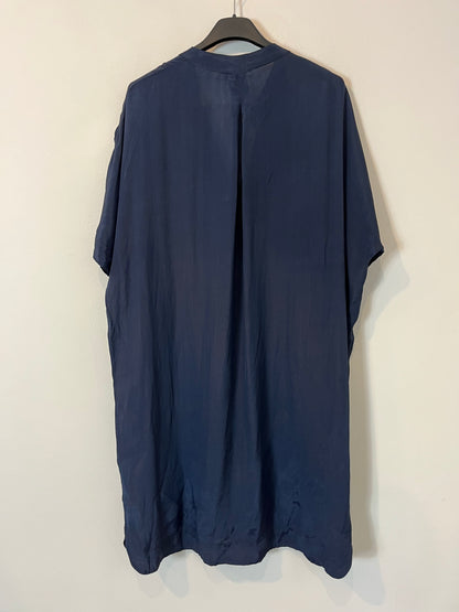 SOUVENIR. Vestido azul marino con seda. T S (M)