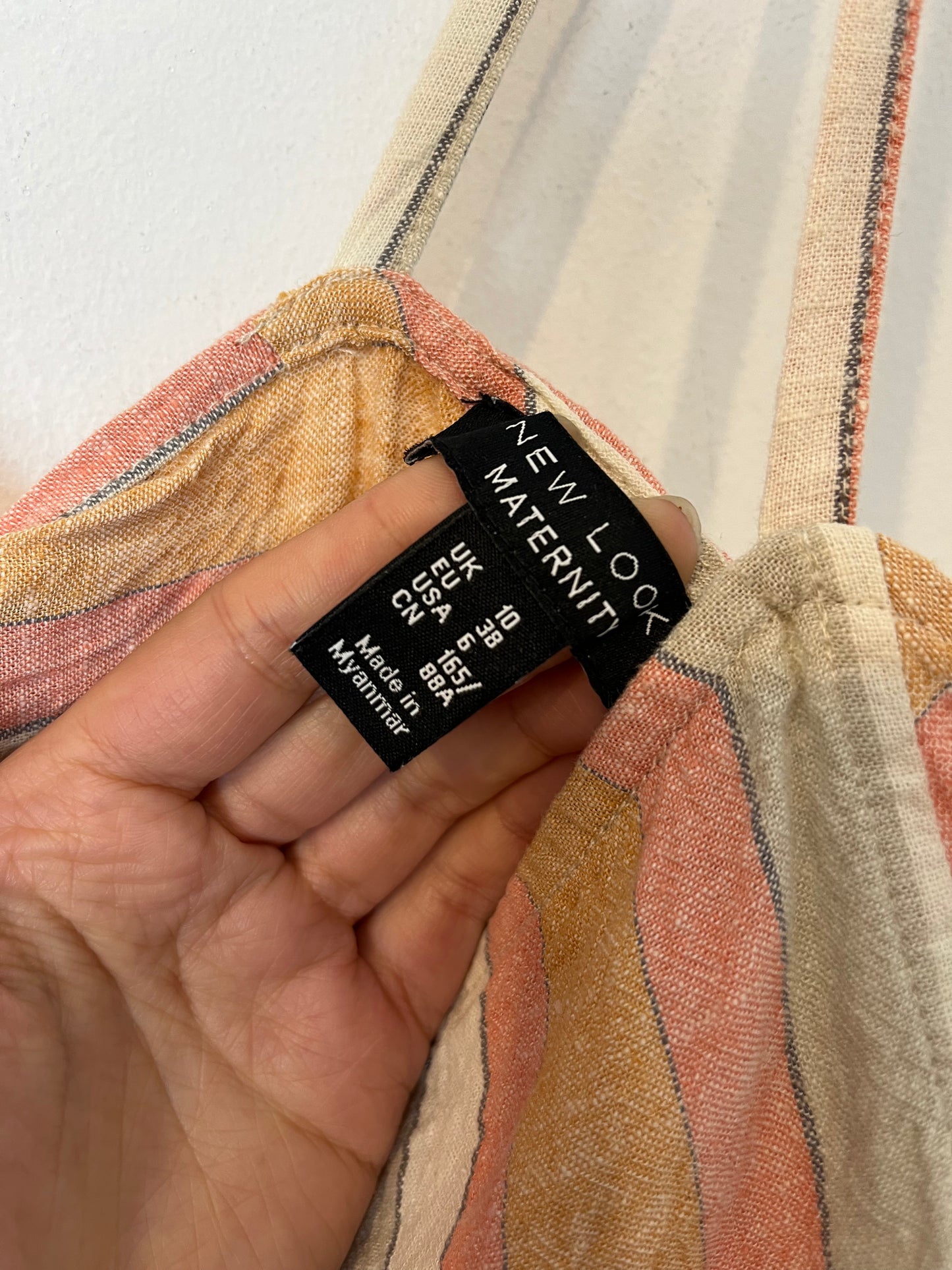 NEW LOOK MATERNITY. Top rayas con lino. T 38