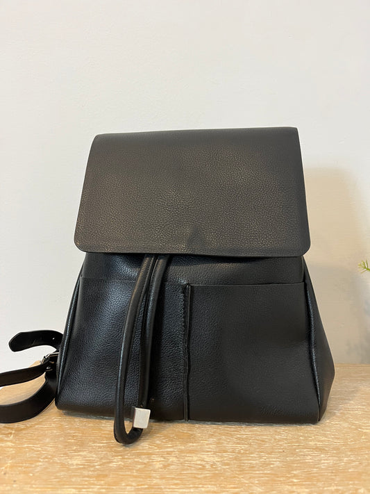 ZARA. Black faux leather backpack