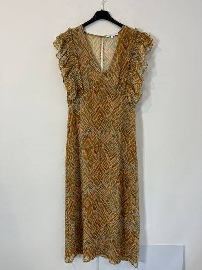 SCALPERS. Vestido beige estampado. T M