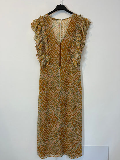 SCALPERS. Vestido beige estampado. T M