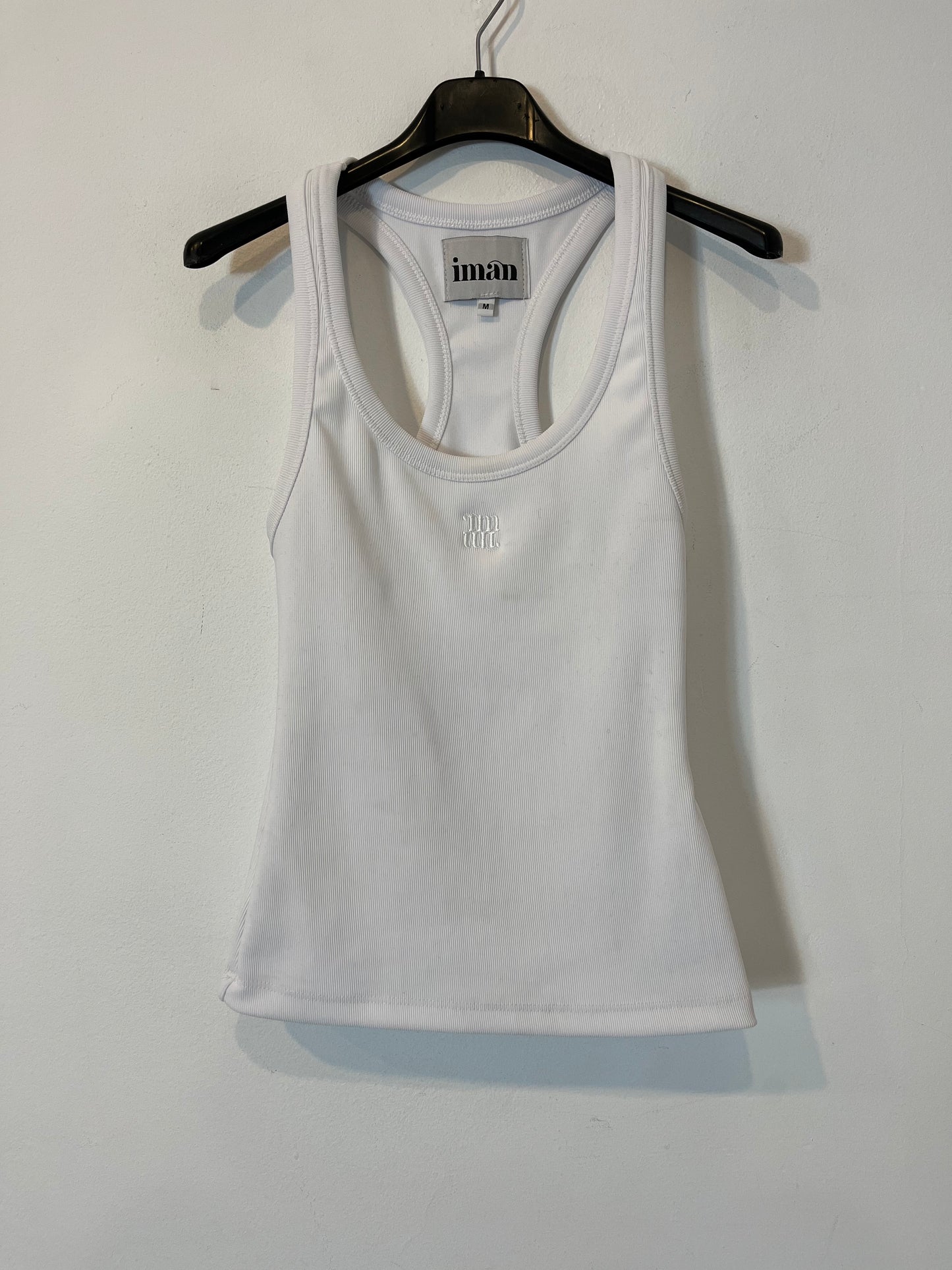 IMAN. Top blanco canalé T.m