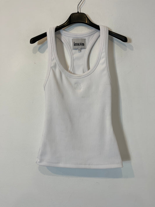 IMAN. Top blanco canalé T.m