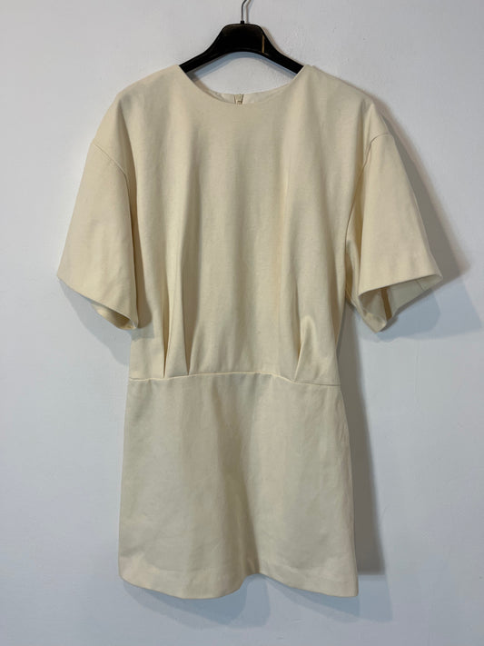 LOWBURN. Vestido beige pinzas T.u(S)