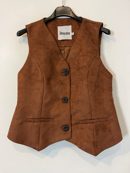 IMAN. Chaleco antelina marrón T.s