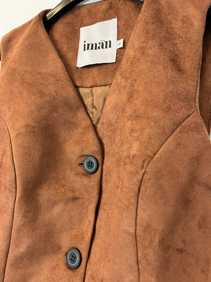 IMAN. Chaleco antelina marrón T.s